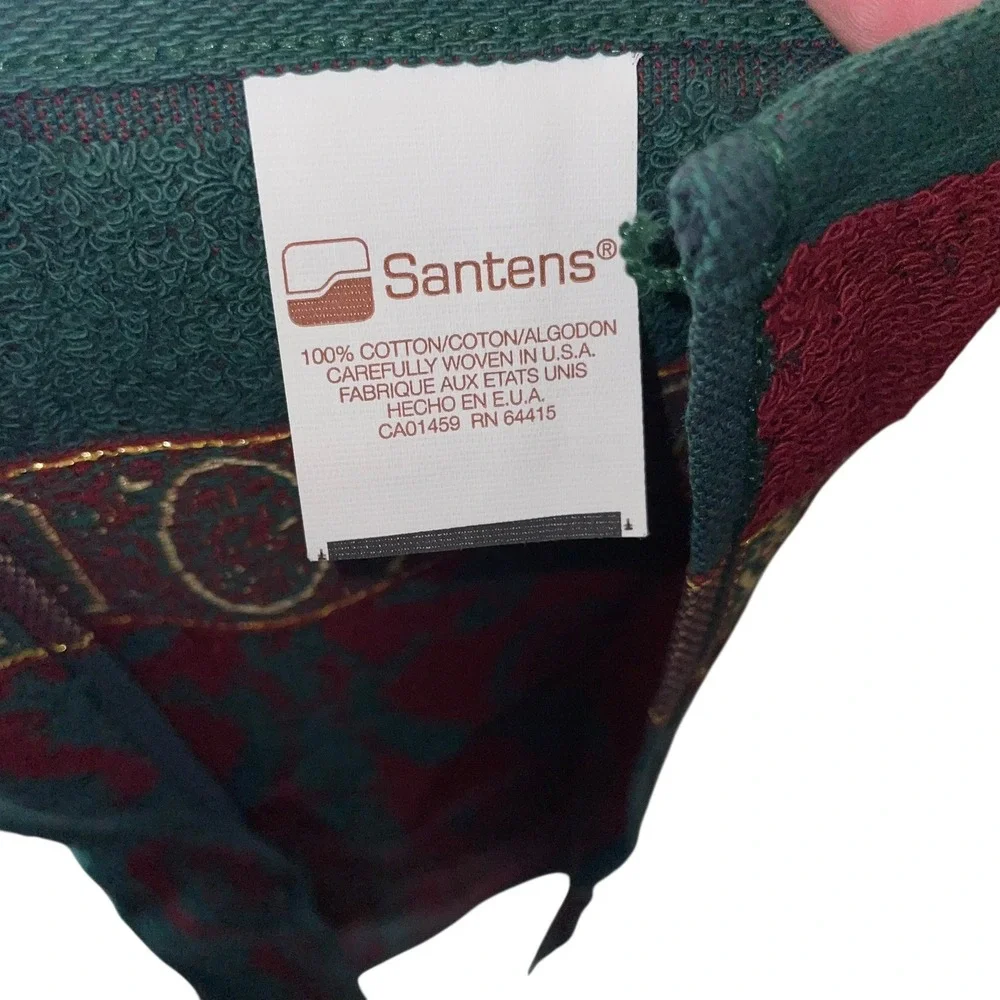 Santens Holiday Towels Set‎ Of 4 Green & Red 100% Cotton With Embroidered Joy